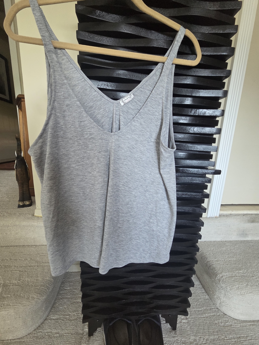 Free People Light Heather Gray V-Neck Spaghetti Strap Tank